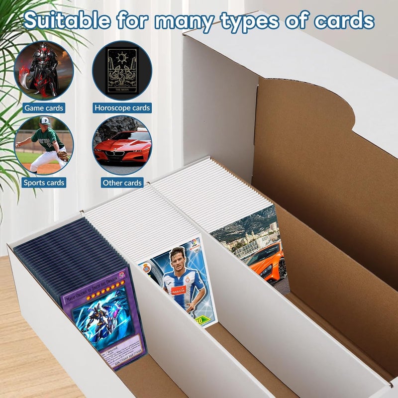 HIMOMO 8 Pack Trading Card Storage Box, 2340 Count Card Storage Box White Sports Cards Organizer Box Trading Cards Box for Storing Protecting and Organizing Soccer Basketball Game Cards - Image 4
